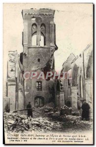 Old Postcard Interior of & # 39eglise of Pervyse after the bombing Army