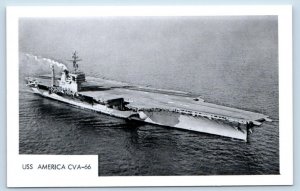 RPPC U.S.S. AMERICA  Aircraft Carrier (CVA-66) 1960s Navy Ship Military Postcard