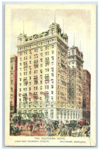 1937 The Southern Hotel Light and Redwood Streets Baltimore Maryland MD Postcard