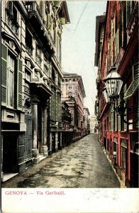 Vtg Genova Italy Via Garibaldi Vista Stradale 1910s Postcard