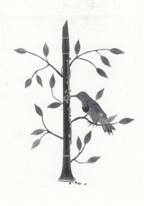Woodpecker Bird Playing A Clarinet Award Photography Real Photo Postcard