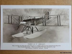 Vintage RPPC (Mint) Fairey lll 'F' biplane Fleet Air Arm Type - Royal Air Force