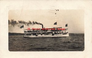 IL, Harvard, Illinois Postmark, RPPC, Lake Excursion Steamer