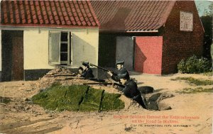 WWI Postcard WCA 145 Belgian SoldiersBehind Entrenchments On The Road To Malines