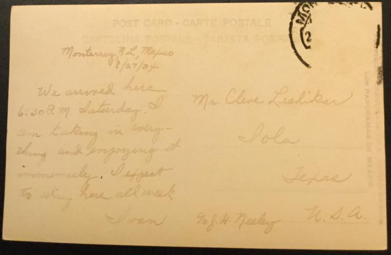 Picture Postcard Used Panorma de Monterrey Mexico LB