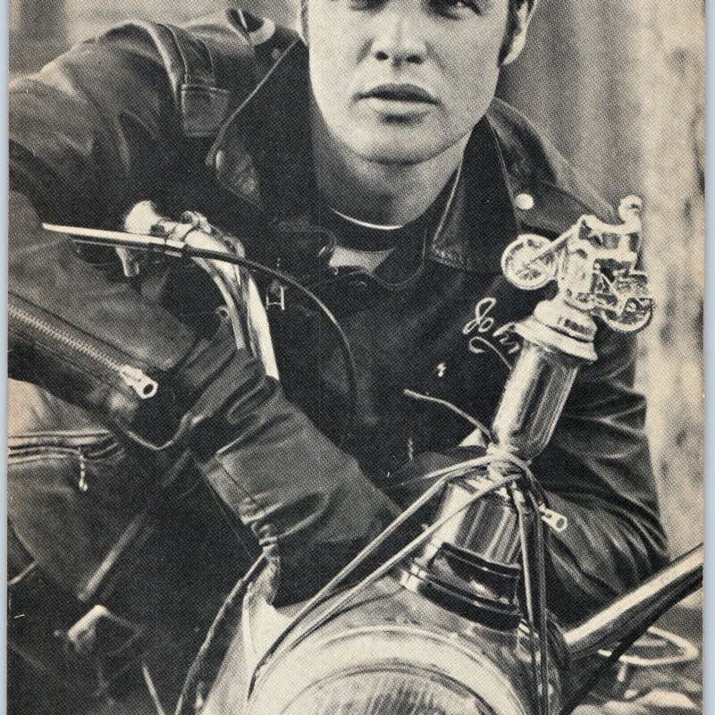 c1950s Marlon Brando Wild One Cool Actor Portrait Motorcycle Trilby Poster 8O