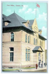 c1910 Post Office Exterior View Building Chester Pennsylvania Vintage Postcard