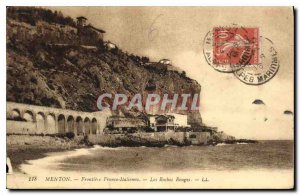 Old Postcard Menton Frontiere Franco Italian Red Rocks