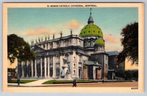 St James Cathedral, Roman Catholic Church, Montreal, Quebec, Linen Postcard