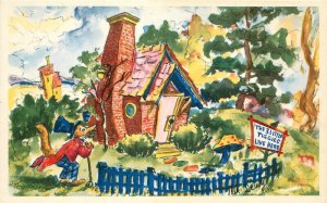 California Oakland Lakeside Fairyland Ted Lewy 3 Little Pigs Postcard 22-10186