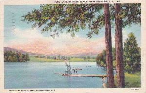 New York Warrensburg Echo Lake Bathing Beach Artvue 1947