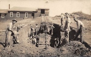 Mine Workers Real Photo People Working Unused pin hole top edge, very light c...