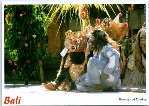 Postcard - Barong & Monkey - Bali, Indonesia