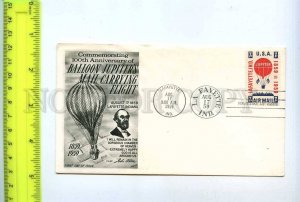 254910 USA Lafayette 100th Anniversary Balloon mail flight 1959 year FDC