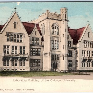 c1900s University of Chicago Laboratory Building UDB Postcard Hand Colored A71