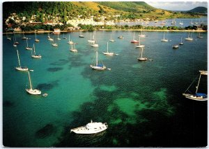 VINTAGE CONTINENTAL SIZE POSTCARD YACHTS AT MARINA ROYALE ST. MARTIN WEST INDIES