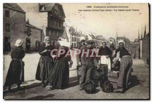 Old Postcard Folklore Marine indulging their fishing The departure for Britai...