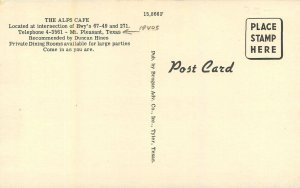 Postcard 1940s Mt. Pleasant Alph's Cafe auto occupation linen 23-12557