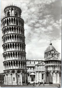 postcard rppc Italy - Leaning Tower of Pisa and Cathedral posted 1959