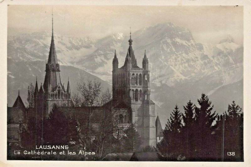 LAUSANNE VAUD SWITZERLAND~LA CATHEDRALE et LES ALPES~PHOTO POSTCARD