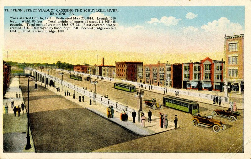 PA - Reading. Penn Street Viaduct looking west, Trolleys