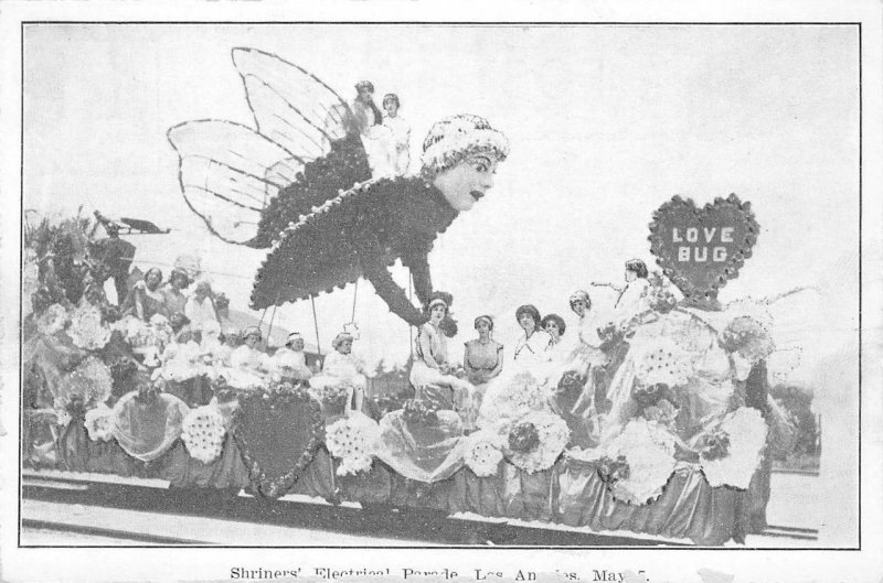 Shriners' Electrical Parade Los Angeles Love Bug Float c1920s Vintage Postcard