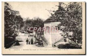 Old Postcard Dreux entrance of the park and pavilion Louis Philippe