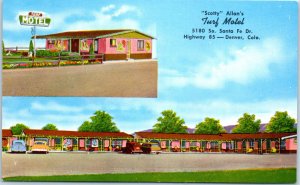 1950s Scotty Allan's Turf Motel on Highway 85 Denver CO Postcard