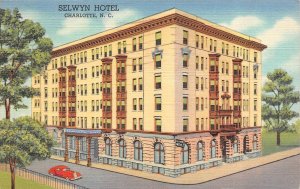 Charlotte NC North Carolina   SELWYN HOTEL   1941 Curteich Linen Postcard