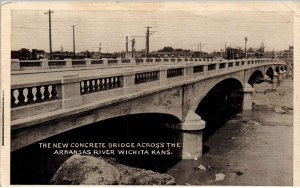 Wichita, Kansas - The New Concrete Bridge Across the Arkansas River - c1908