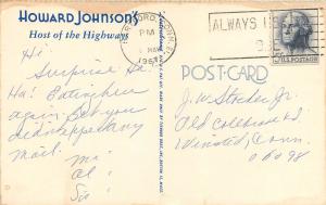 HOWARD JOHNSON'S HOST OF THE HIGHWAYS RESTAURANT POSTCARD