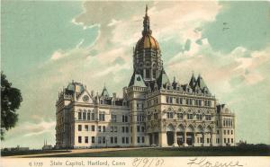 c1907 Nice Chromograph Postcard State Capitol Hartford CT Rotograph Co.