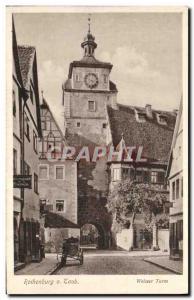 Old Postcard Rothenburg Laub Weisser Turm
