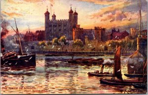 Tower of London from Tower Bridge Tucks 7845 Vintage Postcard A18