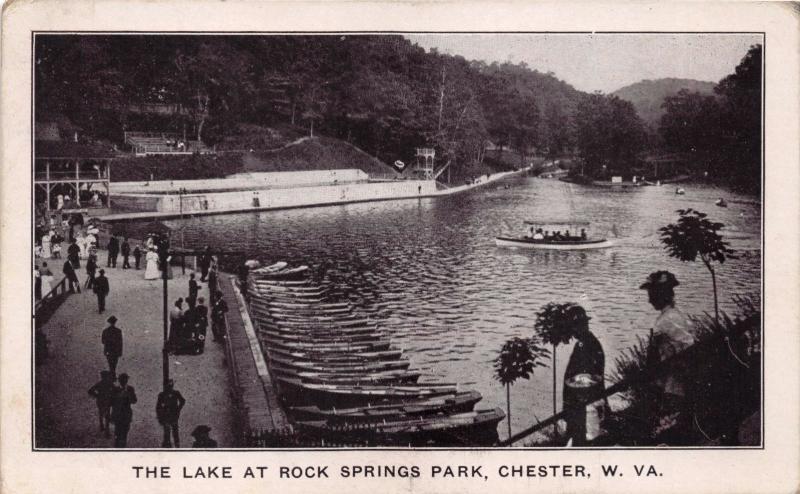 CHESTER WEST VIRGINIA THE LAKE AT ROCK SPRINGS PARK POSTCARD 1900s