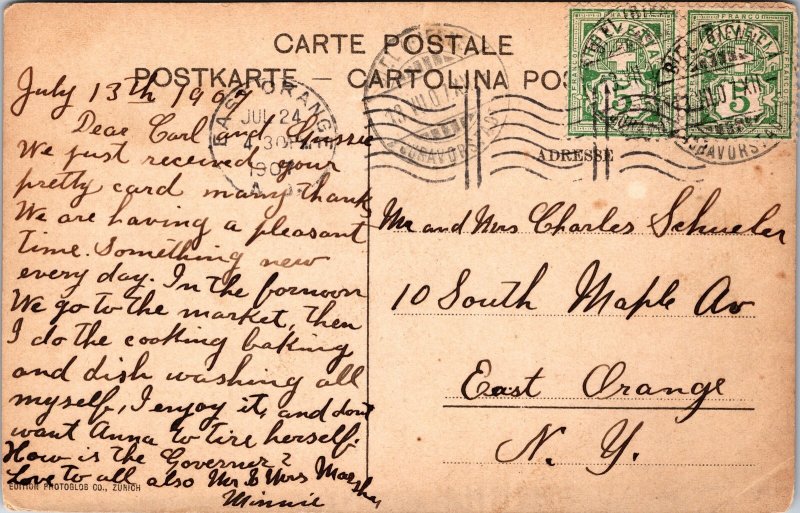 VINTAGE POSTCARD MOUNTS WENGERNALP EIGER MONCH & JUNGFRAU SWITZERLAND 1907