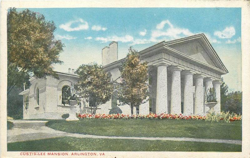 Curtis Lee Mansion Arlington VA Postcard Robert E Lee George Washington