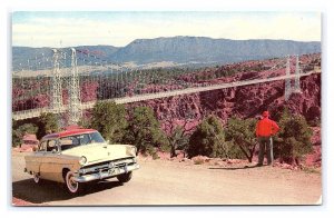 Royal Gorge Suspension Bridge Canon City Colorado Postcard Old Car