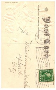 Dog ,  under holly , Merry Christmas