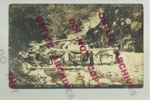 Mt. Wilson CALIFORNIA RPPC c1910 MINING CAMP Gold Miners HAULING PIANO! Miner