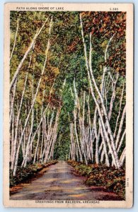 1930's GREETINGS FROM MALVERN ARKANSAS TREES VINTAGE CURT TEICH LINEN POSTCARD