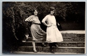 RPPC  Young Women  Riverside Drive New York  Real Photo  Postcard  1922