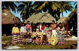 Native Americana~Group Photo of Florida Seminoles In Musa Isle~Vintage Postcard