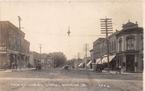 J68/ Nashua Iowa RPPC Postcard c1910 Main Street Stores Automobiles 89