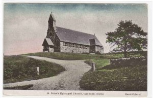 St Peters Episcopal Church Ogunquit Maine 1910c hand colored postcard