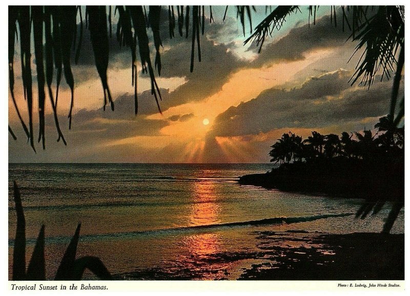 Bahamas Tropical Sunset Postcard Posted 1966