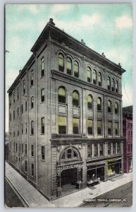 Carnegie Pennsylvania~Masonic Temple & Main Street~1913 Postcard