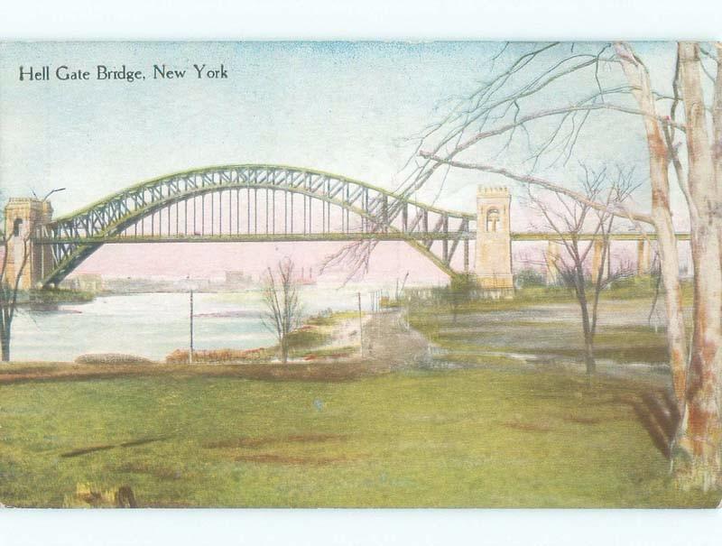 Unused Divided-Back PARK LANDS AT HELL GATE BRIDGE New York City NY d4336