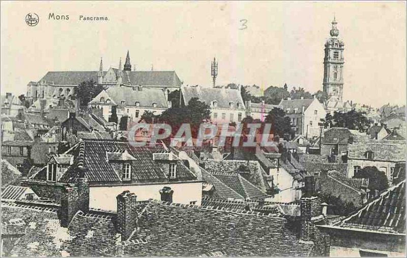 Postcard Mons Old Panorama