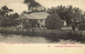 french congo, Factorerie de la Maison Hollandaise (1900s) Postcard